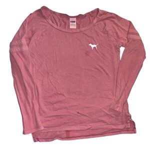 Victoria's Secret PINK Campus long-sleeve tee shirt in a dusty rose Small